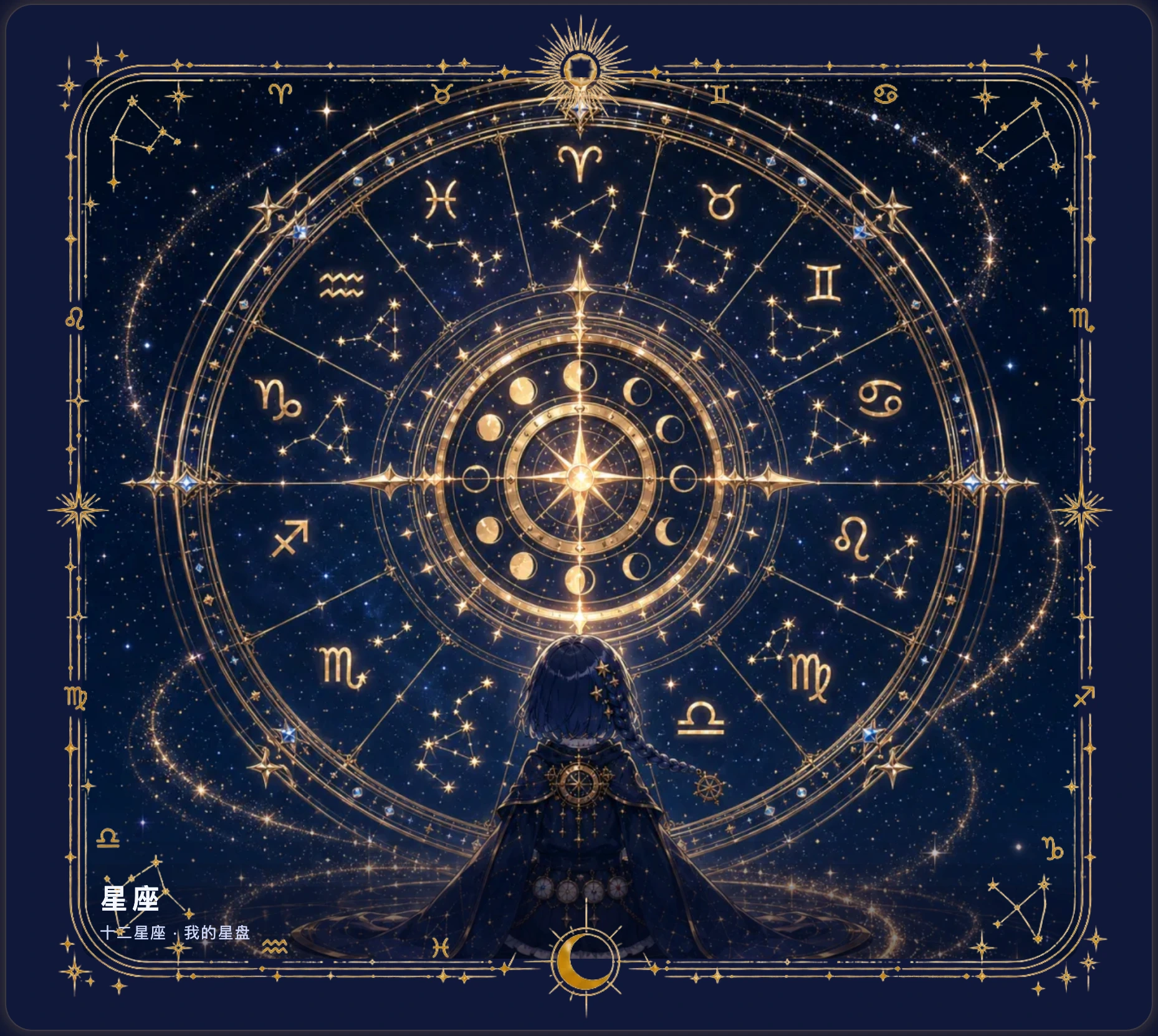 秘儀の星座トップ画面。私の星座と私の星盤への入口を表示